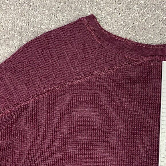 Vince Thermal Long Sleeve Waffle Knit Crew Shirt Pullover Men's XL Deep Wine - Picture 4 of 11